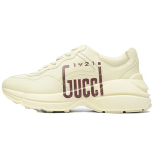 Gucci Premium 1:1 Replica 1921 print Rhyton leather round-toe lace-up dad shoes