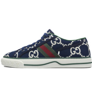 Gucci Premium 1:1 Replica Navy Blue and Green 1977 Tennis Sneakers with Logo Print, Casual and Fashionable Style
